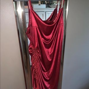 Red Cowl Neck Slip Dress